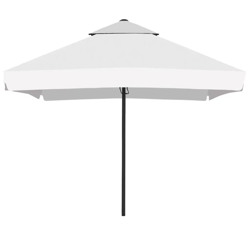 DarkLume parasol - plain colour (square / 3.5 m / 4 panels, with second roof, 100% polyester woven fabric, fabric weight 210± 10 g/m², 1807001 White, without valance / folded edge, aluminum frame, anthracite RAL 7021 powder paint, pole ⌀60 mm, 1 pc in a carton box with hole for the pole)