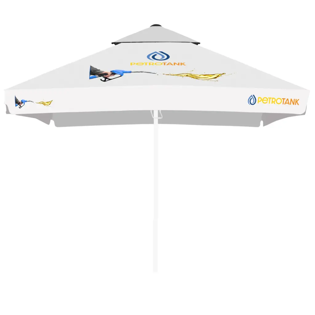 Bespannung Digitaldruck für DarkLume Sonnenschirm (Quadrat / 3.5 m / 4 Segmente, mit Doppeldach, Gewebe 100% Polyester, Stoffgewicht 197 ± 10 g/m², ohne Volant / gesäumt, bis 5 Stk in Kartonage)