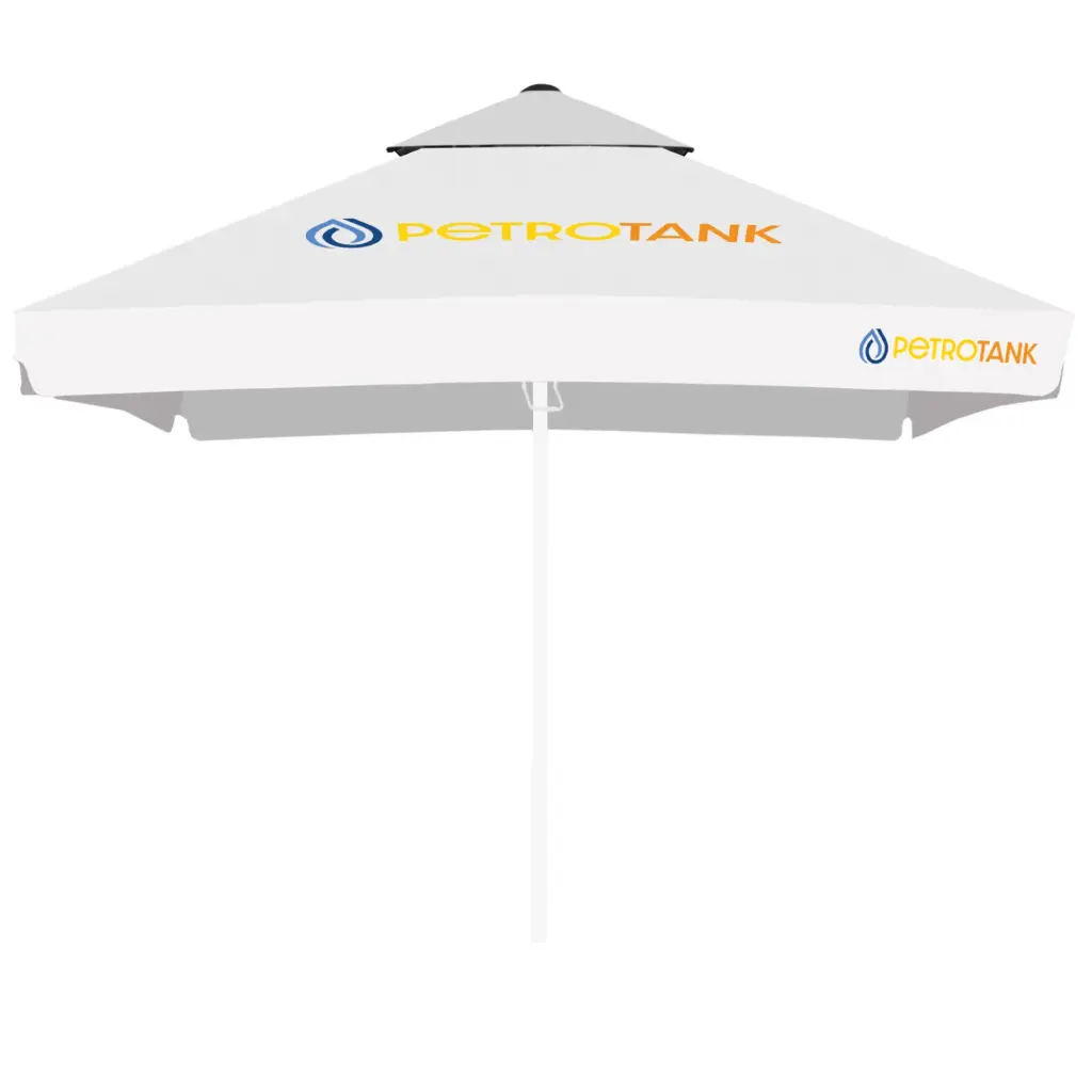 Toile de parasol DarkLume avec impression sur toile unie en polyester (carré / 3,5 m / 4 panneaux, avec double toit, toile tissée 100% polyester, poids de la toile 210± 10 g/m², 1807001 White, avec bas-volets / galon de finition blanc, jusqu'à 5 pièces dans une boîte en carton)
